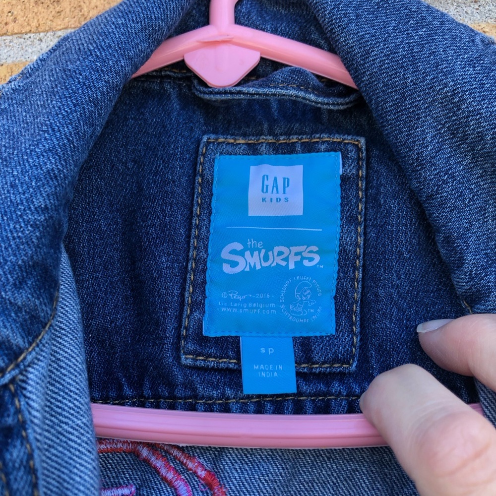 the Smurfs/GAP Kids Rainbow jean jacket sz 6-7 years Small S unique girls coat 🌈 - Picture 9 of 11